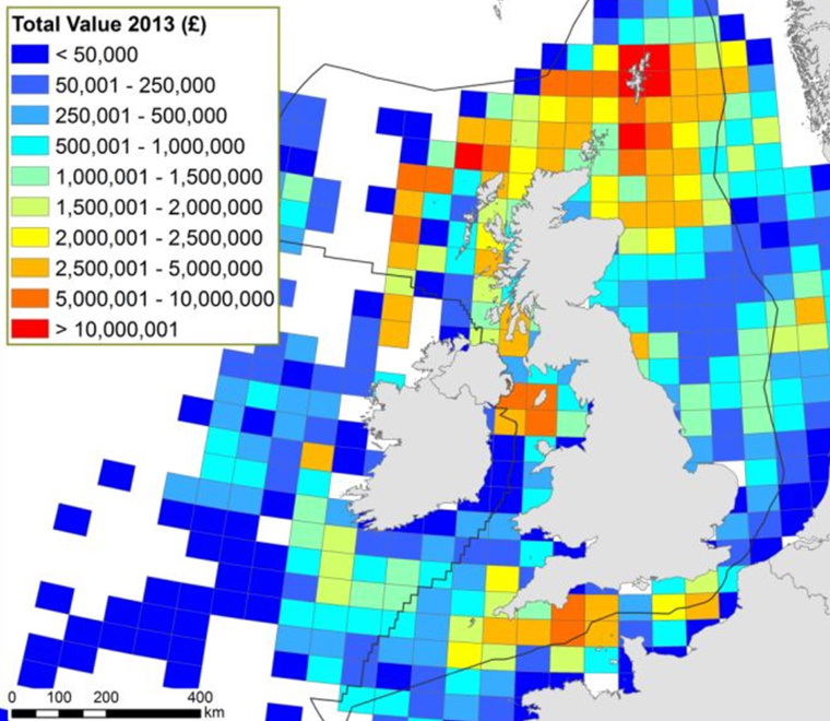 Value of commercial fishing map